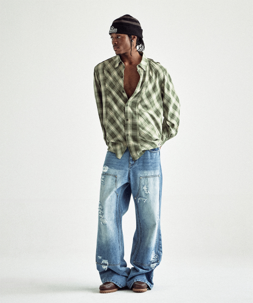 UNBALANCE CHECK SHIRTS GREEN