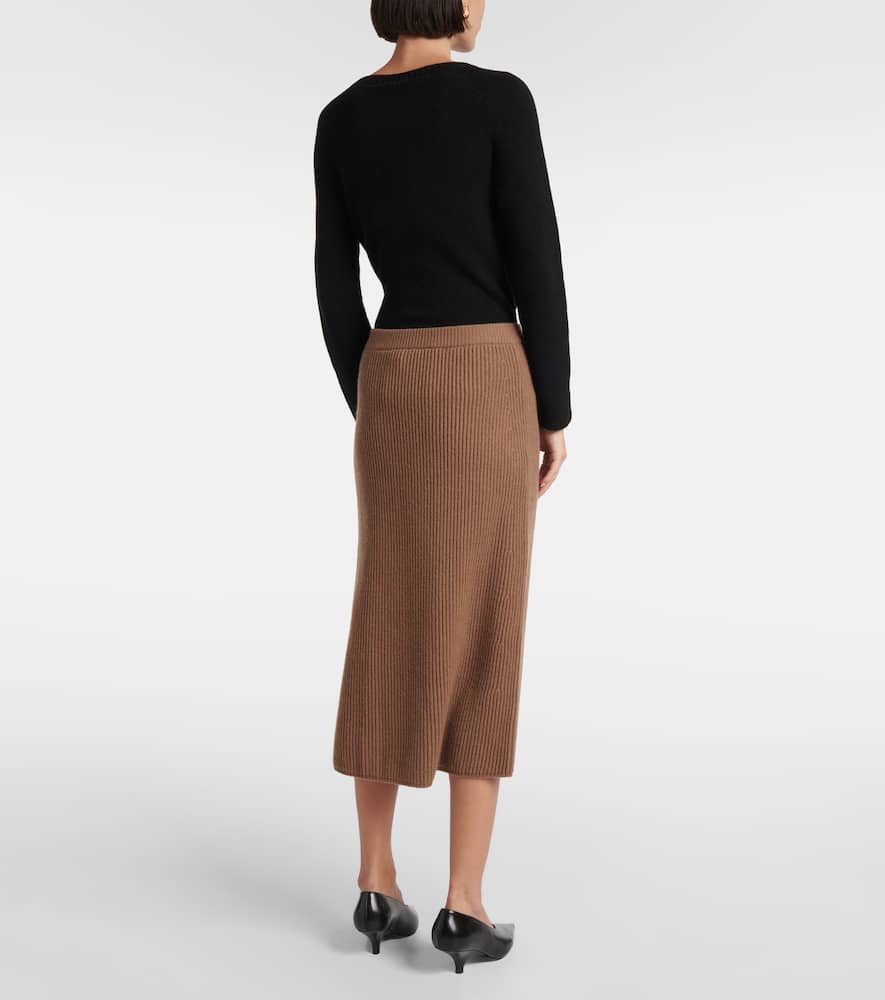 Just ribbed-knit wool and cashmere midi skirt