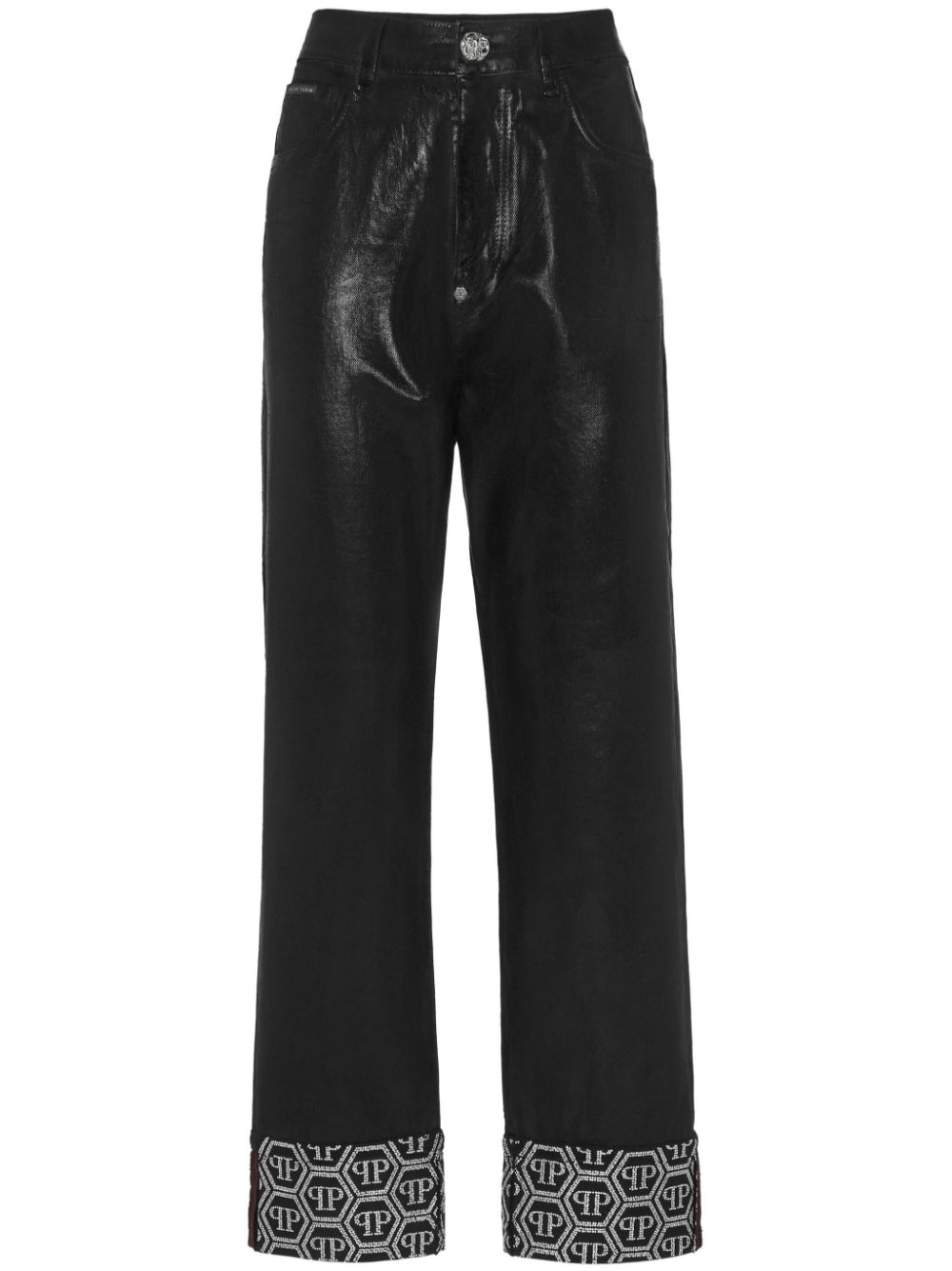 Monogram-pattern trousers - Black