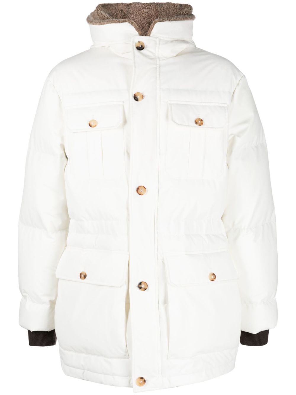 Cashmere-lined padded coat - White