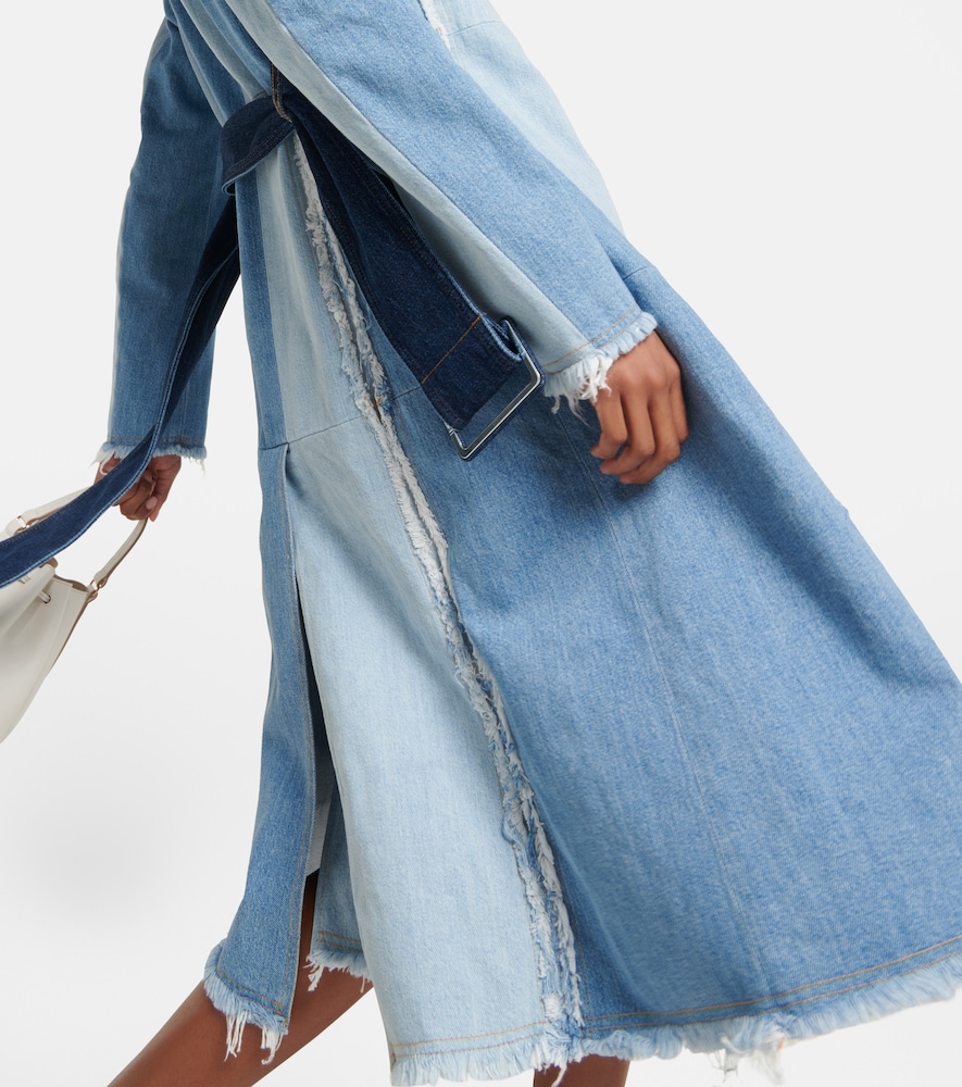 Belted denim coat