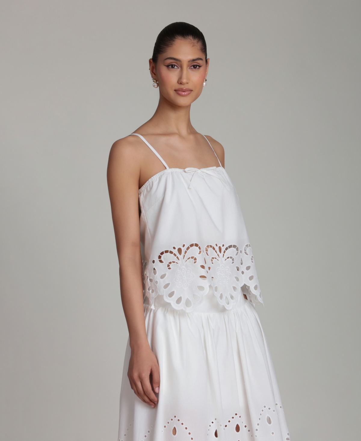 Women's Cutwork Detail Bandeau Top - White