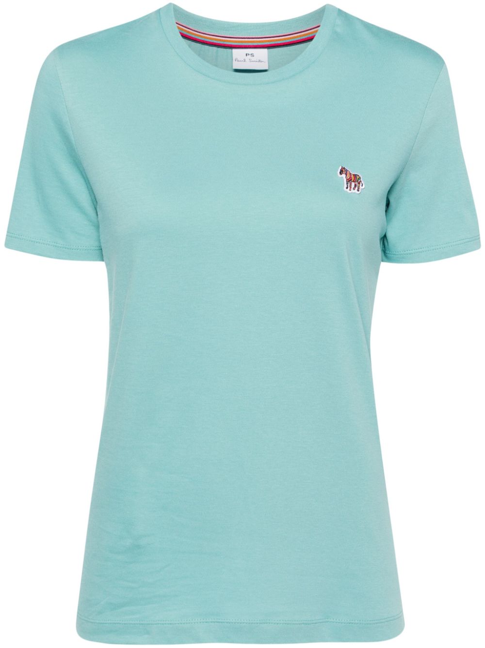 Zebra-appliqué cotton T-shirt - Blue