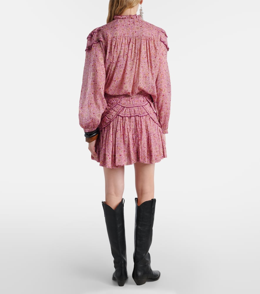 Ceola printed ruffled cotton skirt