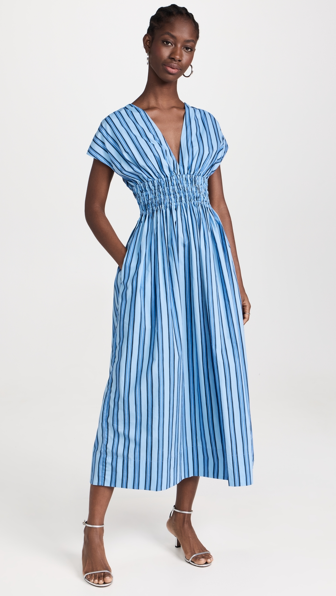 Agnes Midi Dress Akaia Stripe -Blue XXL