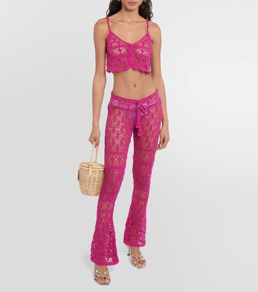 Bianca crochet flared cotton pants