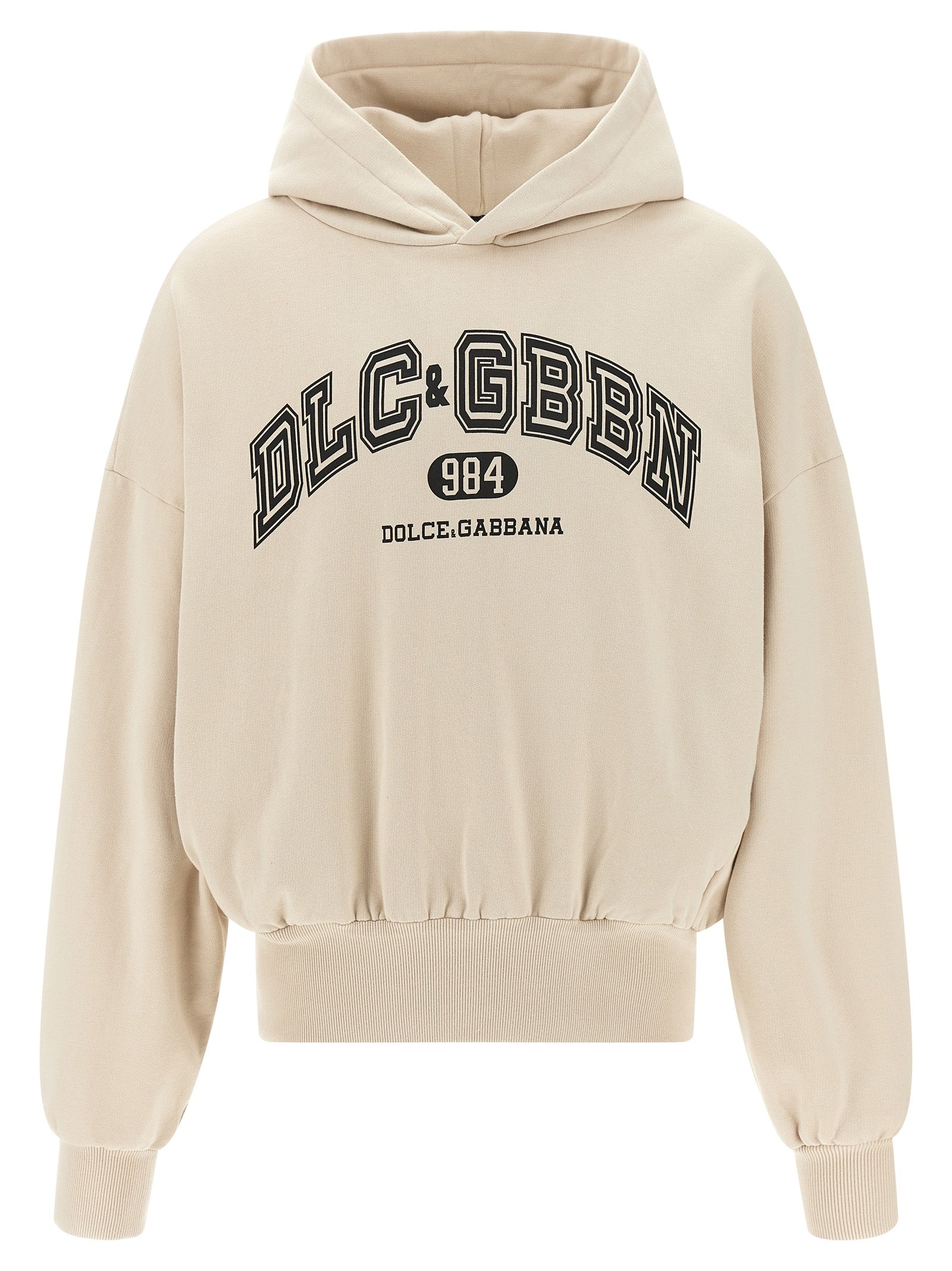 Logo-Embroidered Cotton Hoodie — Beige