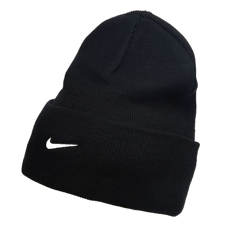 Peak Swoosh Cuffed Beanie Knit Hat Shoes (Black/White)