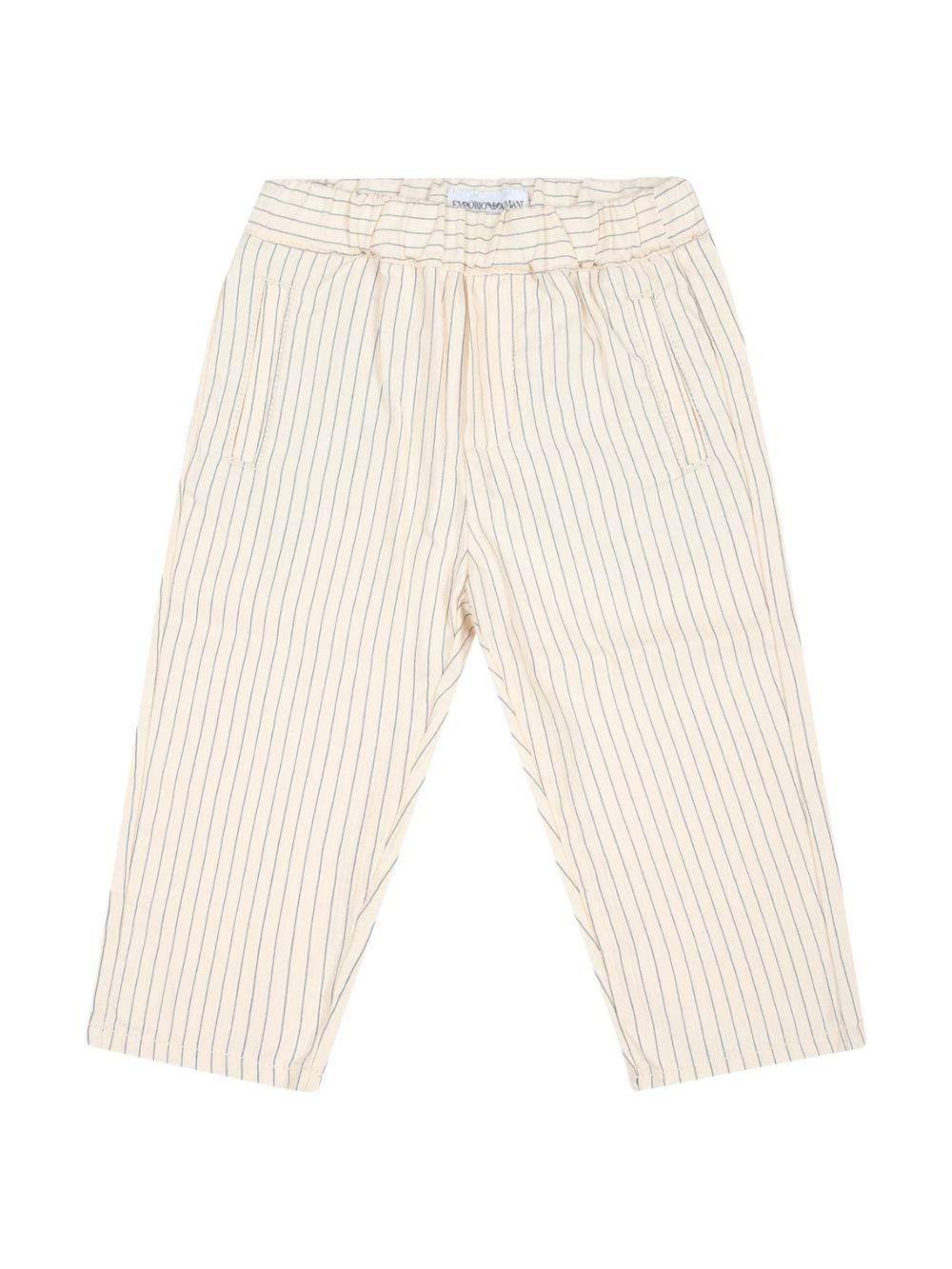Striped cotton-linen trousers - White