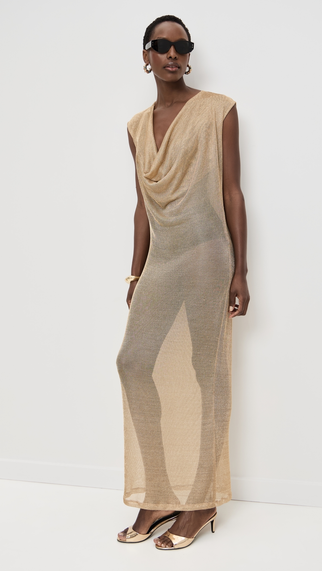 Draped Maxi Dress Gold