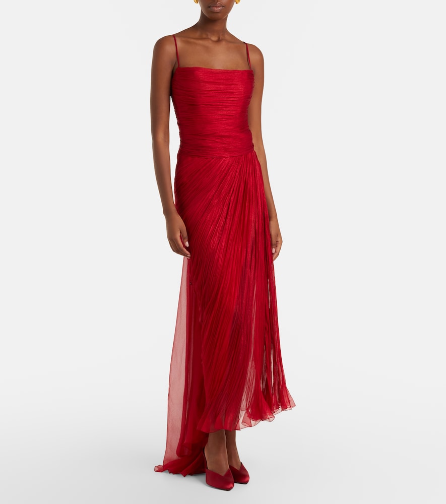 Rio draped silk muslin gown