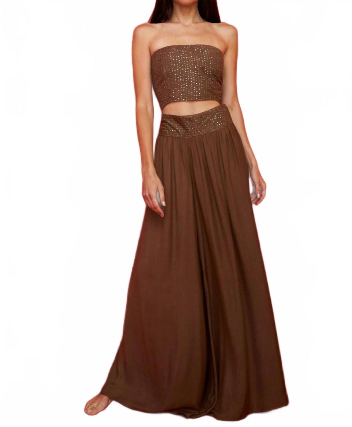 Sequin Bandeau Top In Chocolate
