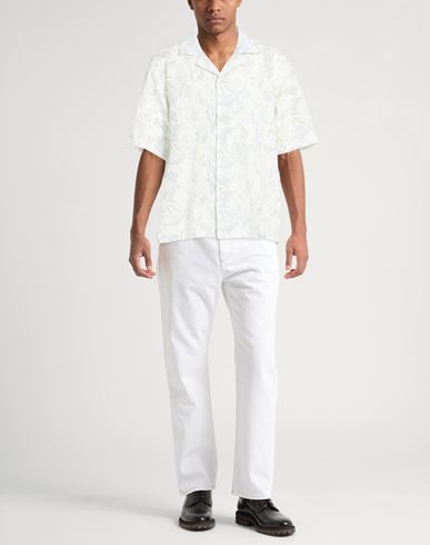 Man Shirt White Size L Linen, Cotton