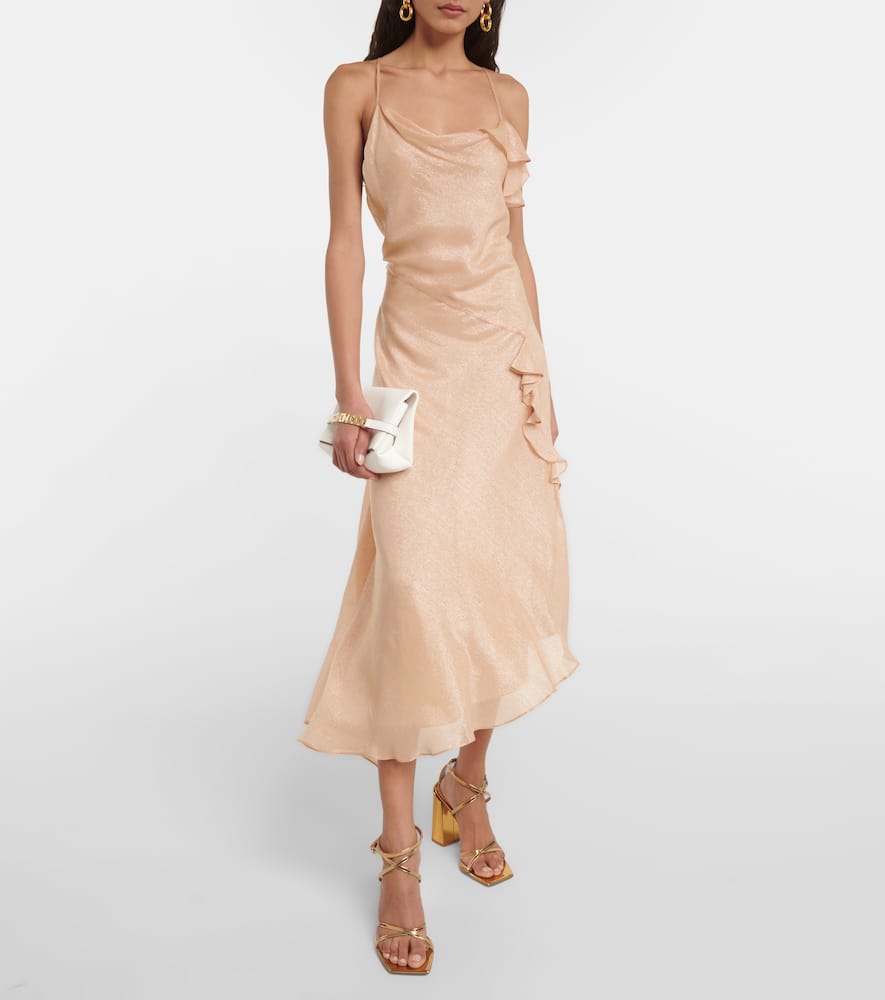 Bias Cami Lurex® twill slip dress