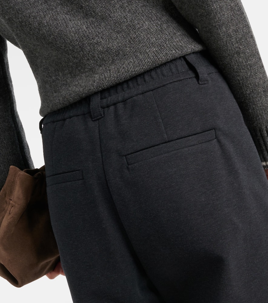Pleated cotton-blend jersey sweatpants