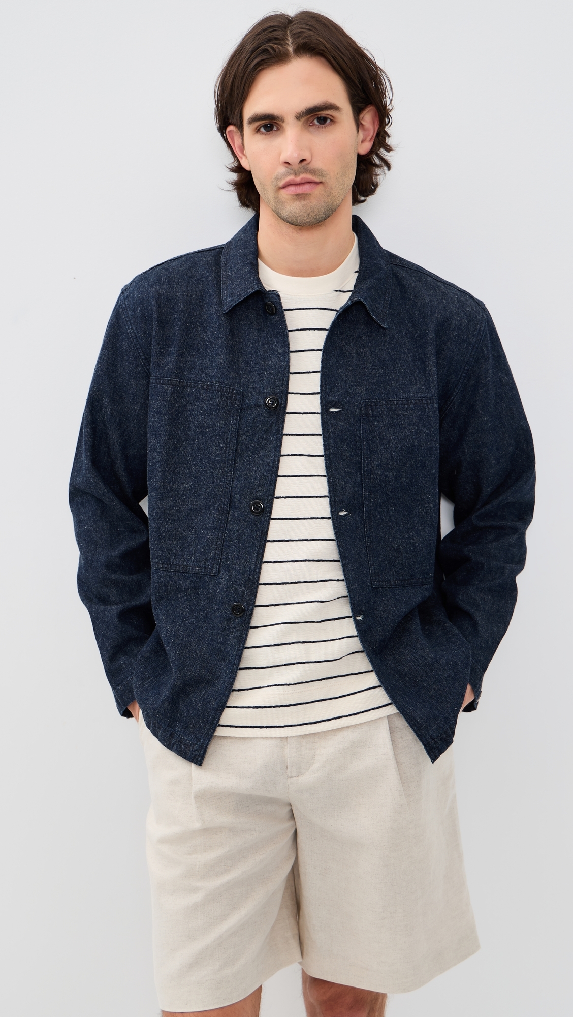 Mafra Denim Cotton and Linen Overshirt Indigo
