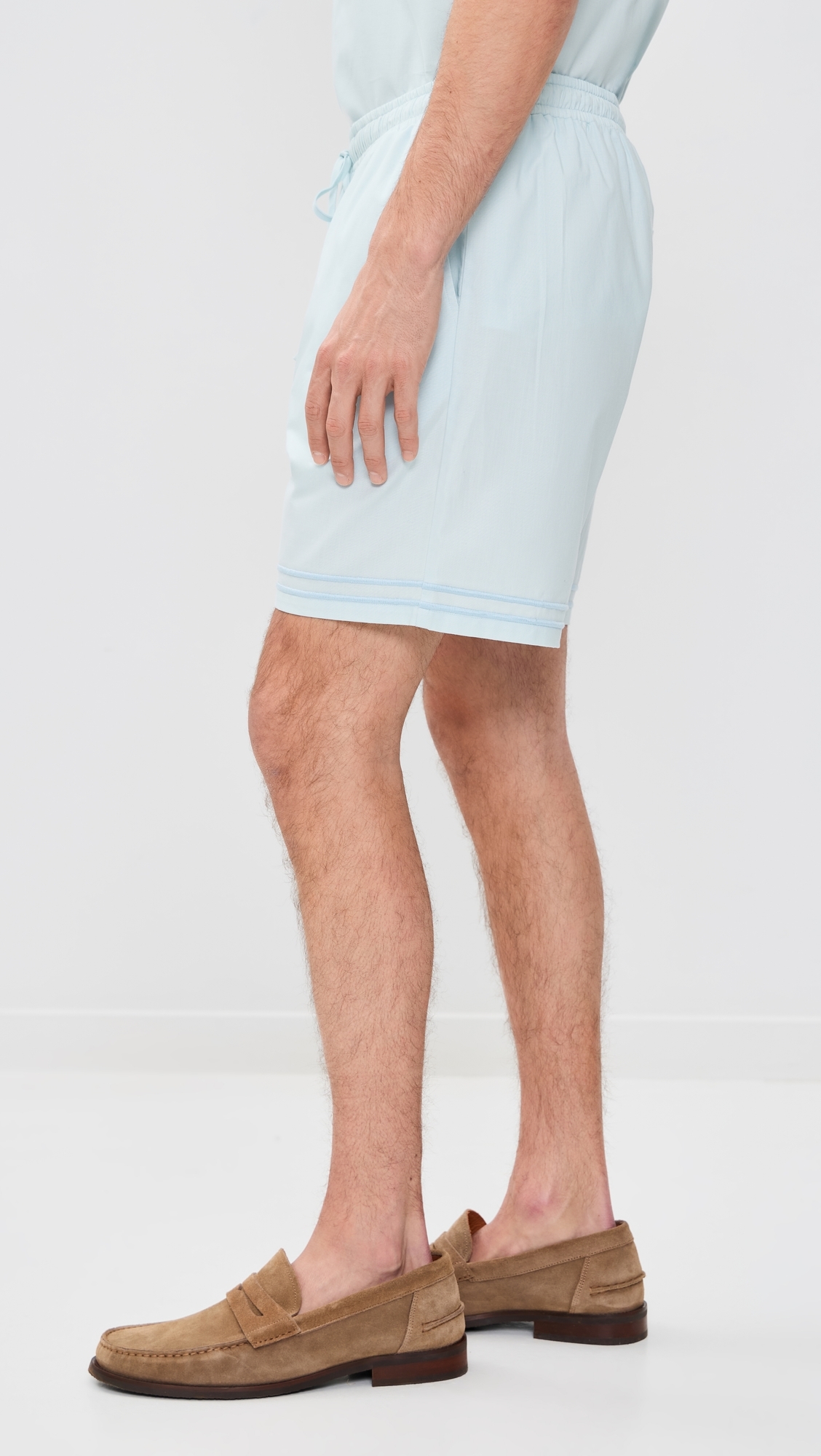 Samet Embroidered Linen Shorts Blue