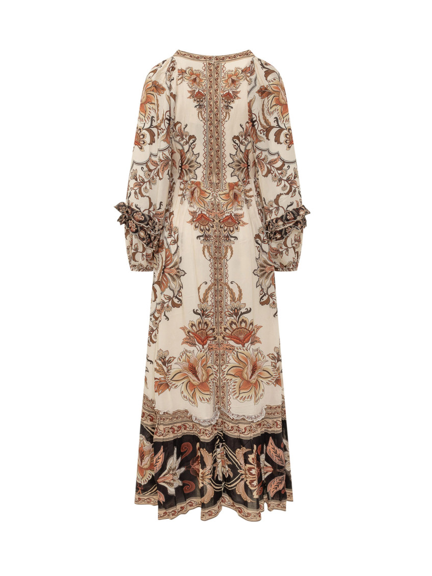 Beige Floral V Neck Maxi Dress