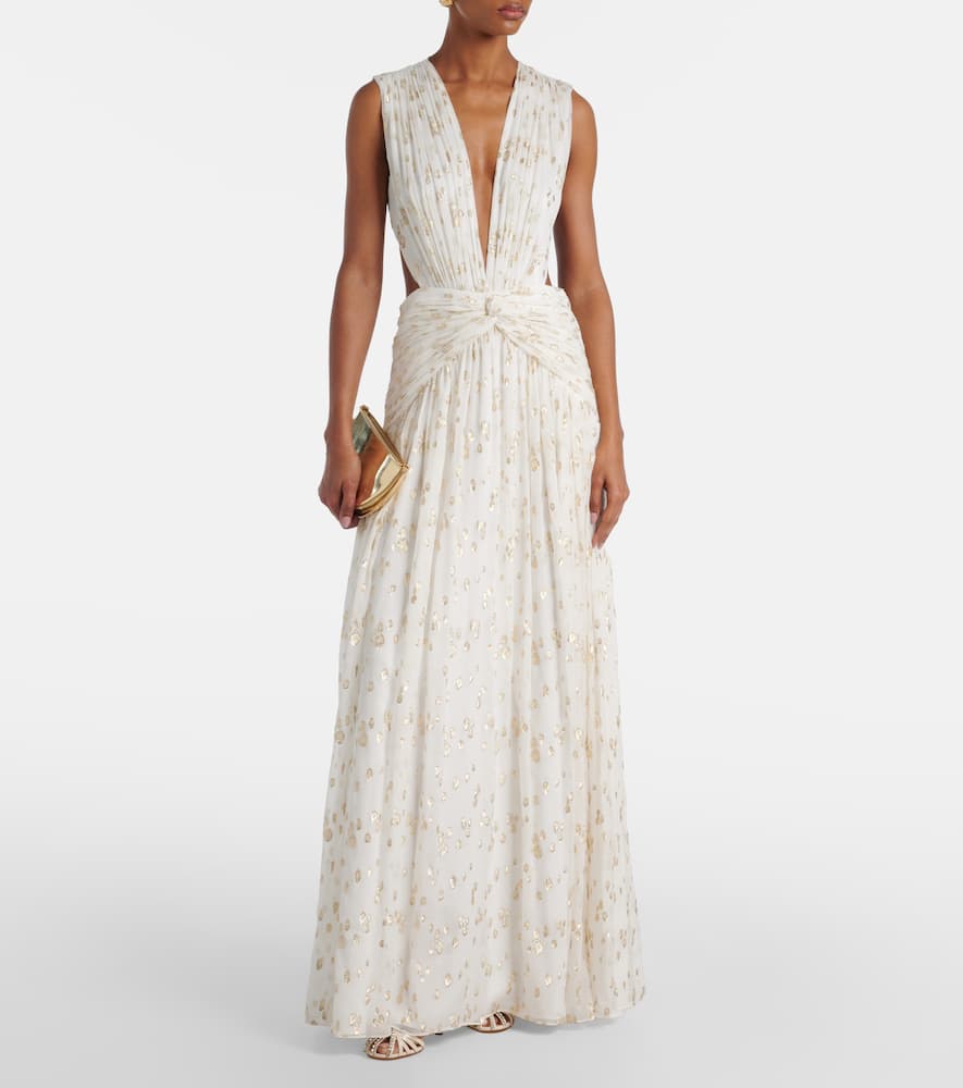 Luccia cutout silk jacquard gown