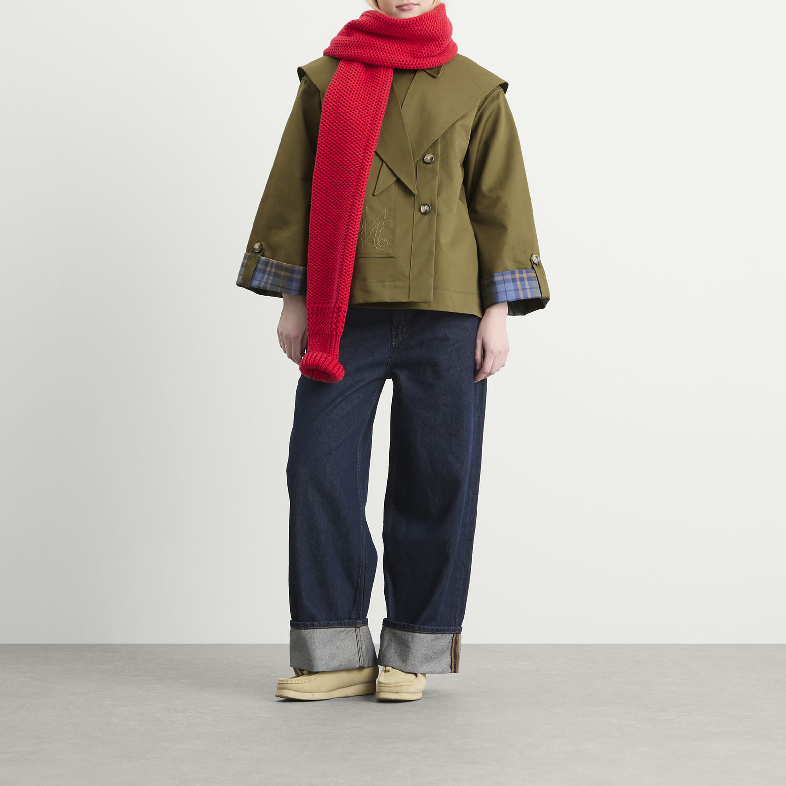Women's Reversible Jerry Crop Trench Coat Olive
