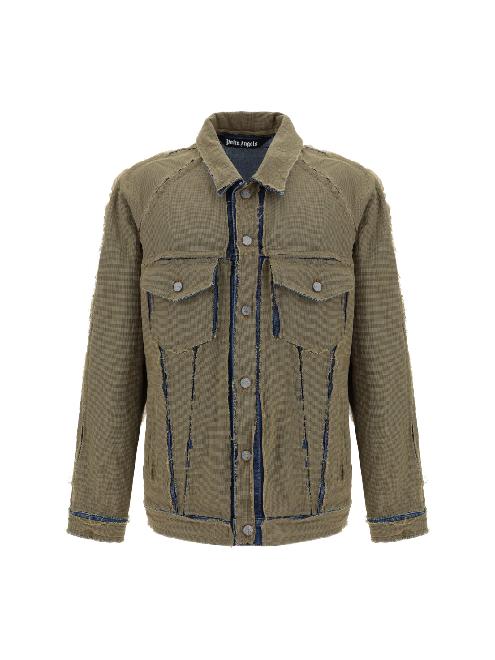 Logo-patch ripstop denim jacket - Brown