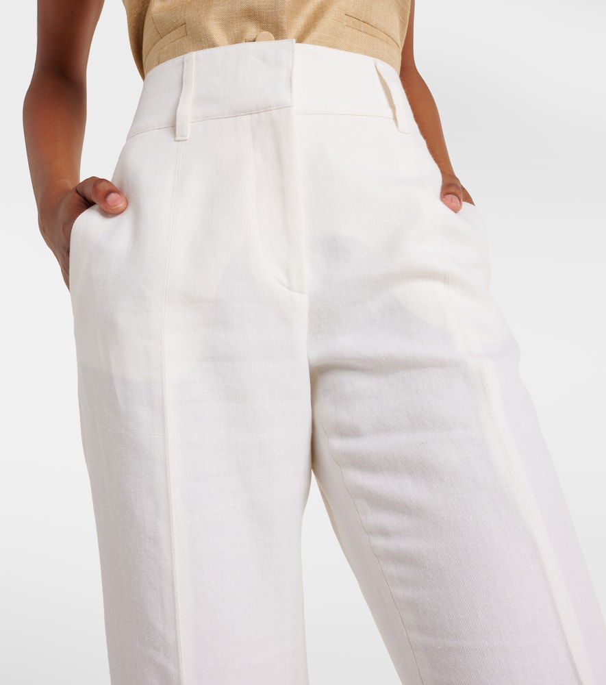 Rhein high-rise linen and wool-blend flared pants