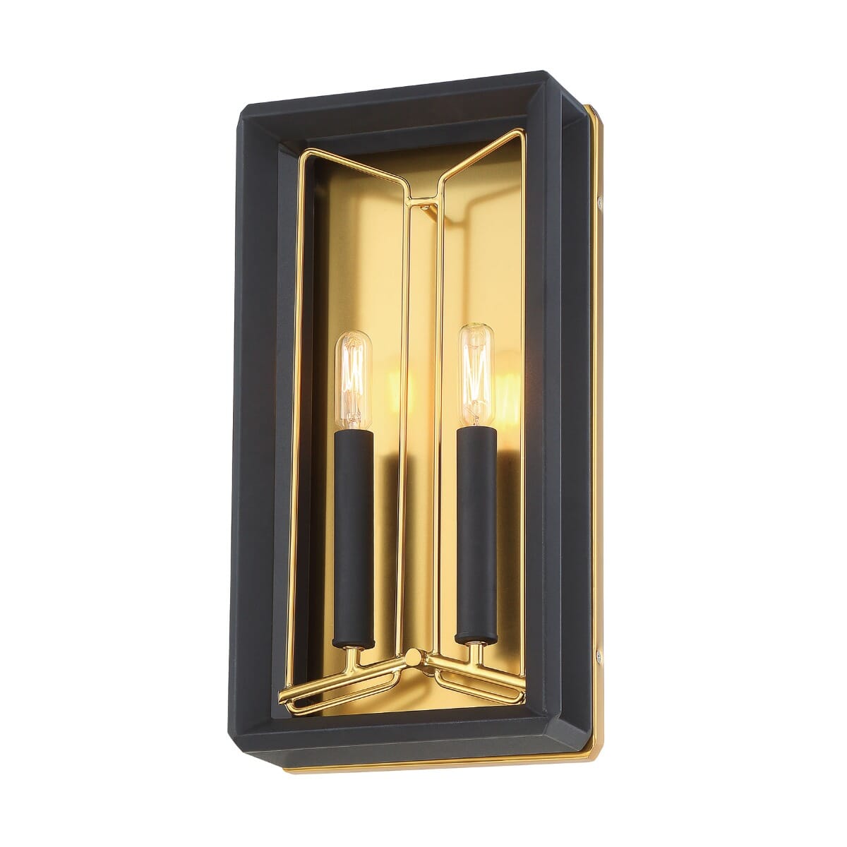 Metropolitan Sable Point 2-Light Wall Sconce in Sand Black with Honey Gold Accent
