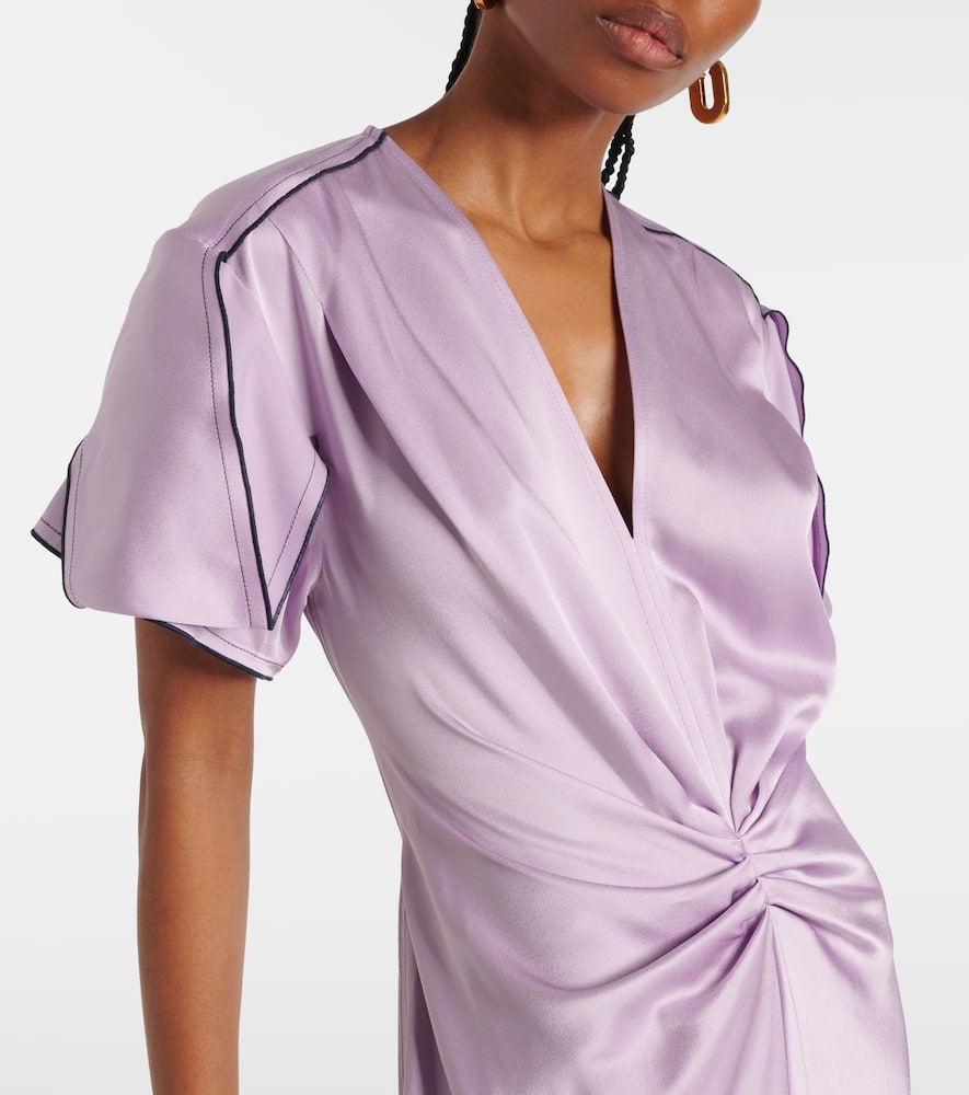 Gathered satin midi dress