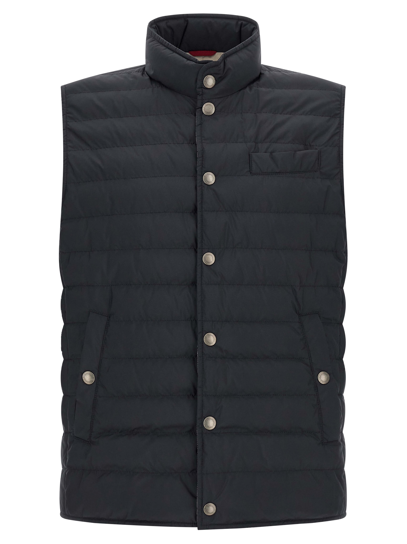 Goose Down-Filled Quilted Gilet — Navy