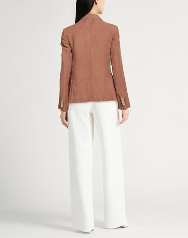 Woman Blazer Brown Size 10 Linen