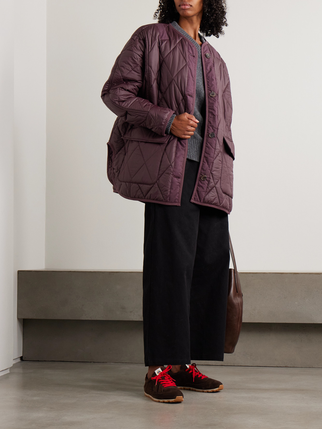 Teddy Quilted Shell Jacket - Burgundy