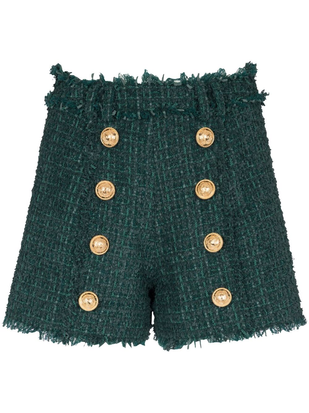 High-waisted button-detailed shorts - Green