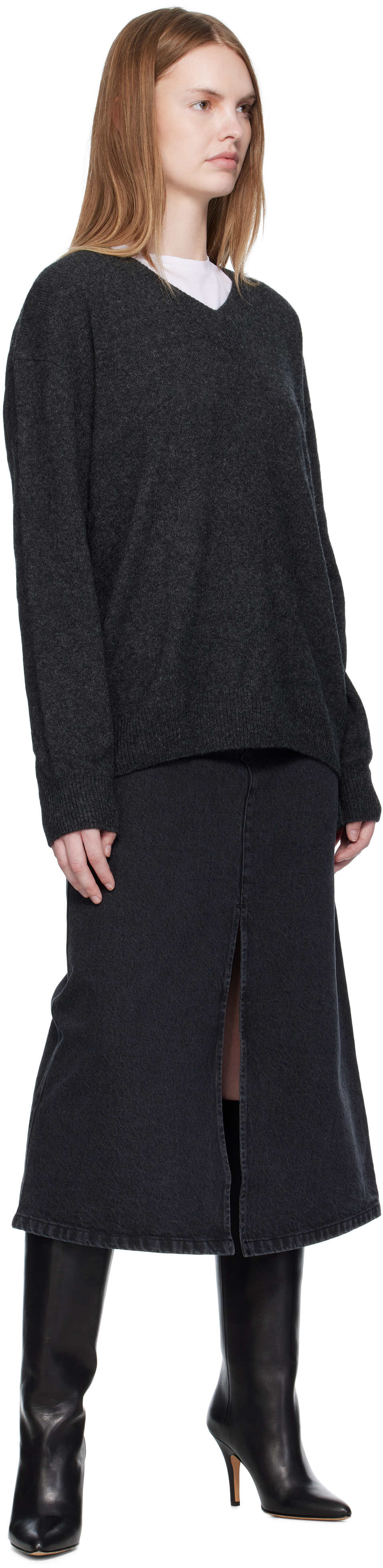 A. P.C. Black Georgia Denim Midi Skirt