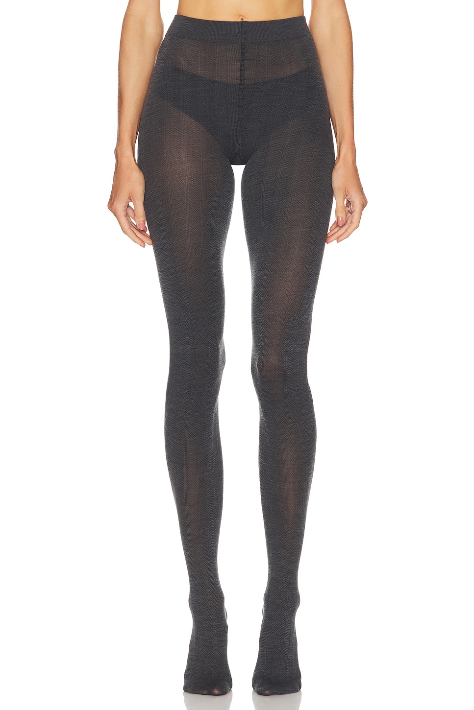 SWEDISH STOCKINGS Ylva Organic Wool Tights in Anthracite - Charcoal. S also in