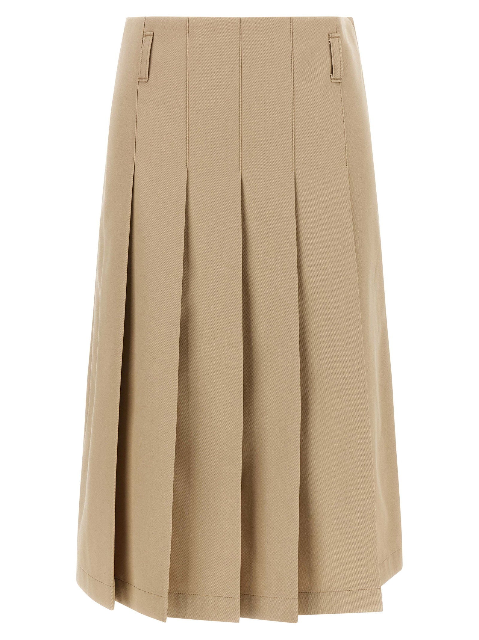 Pleated Organic Cotton Skirt — beige