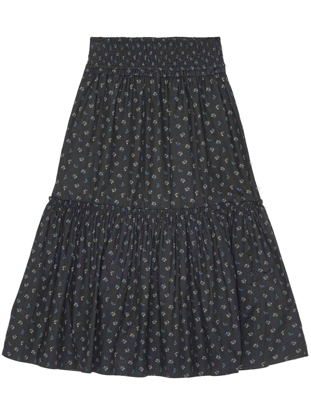 Floral-print smock maxi skirt - Black