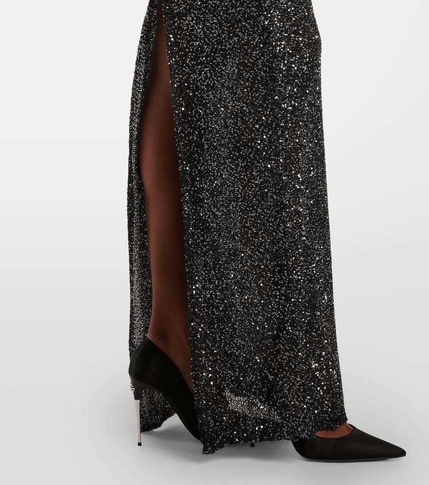 Sequined open-back gown