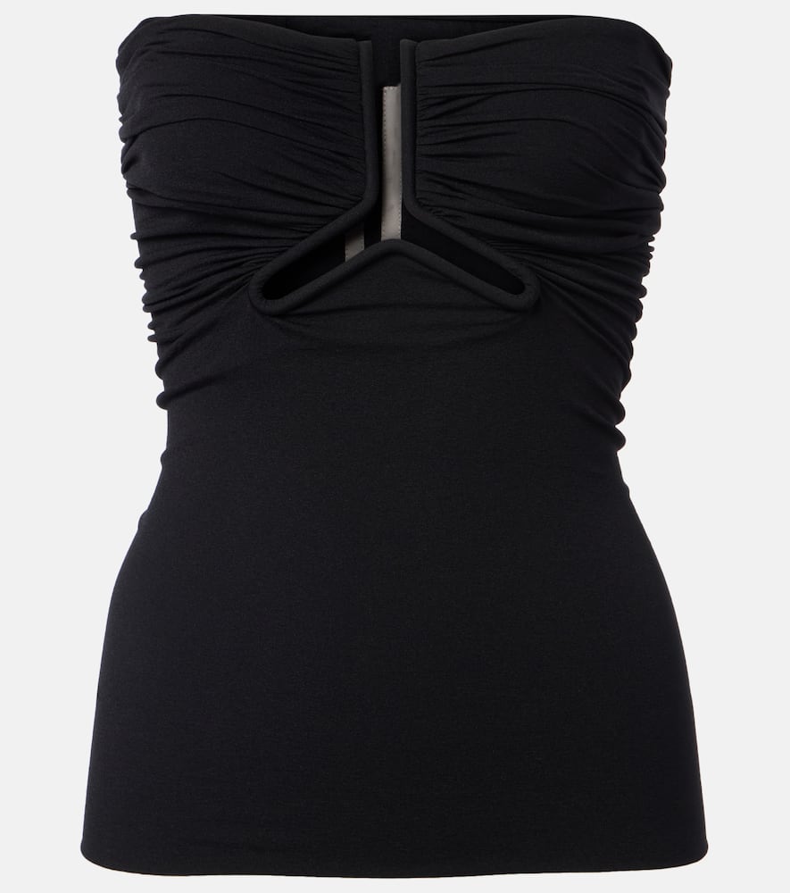 Cutout ruched strapless top