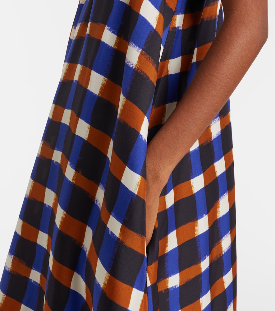 Napoli checked silk twill maxi dress