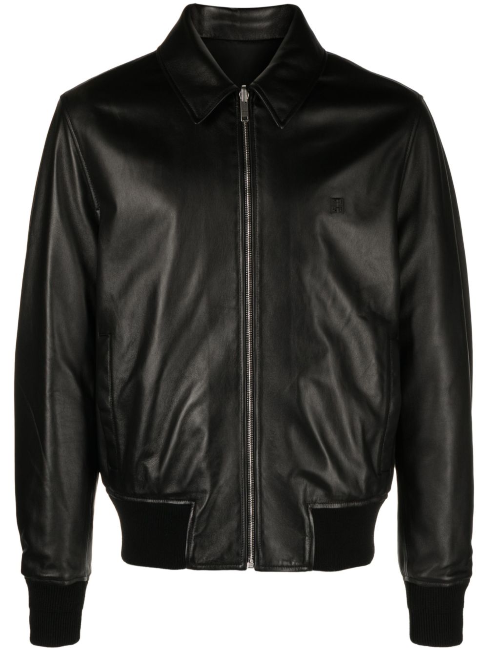 Reversible leather bomber jacket - Black