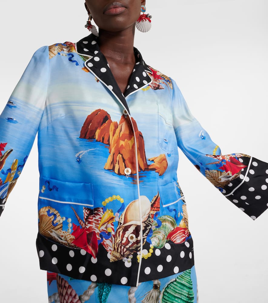 Capri printed silk satin shirt