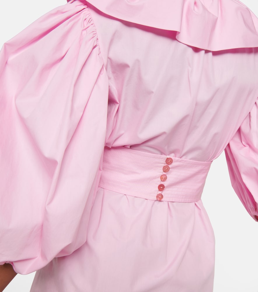 Puff-sleeve cotton minidress