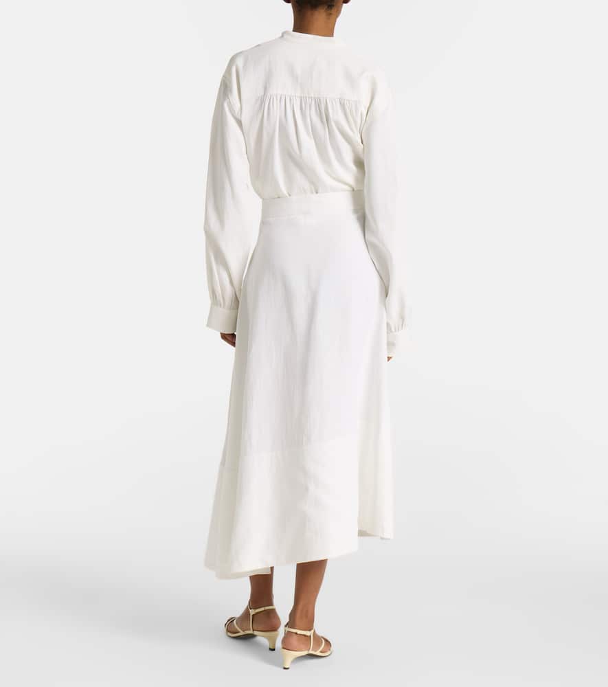 Asymmetric linen midi skirt