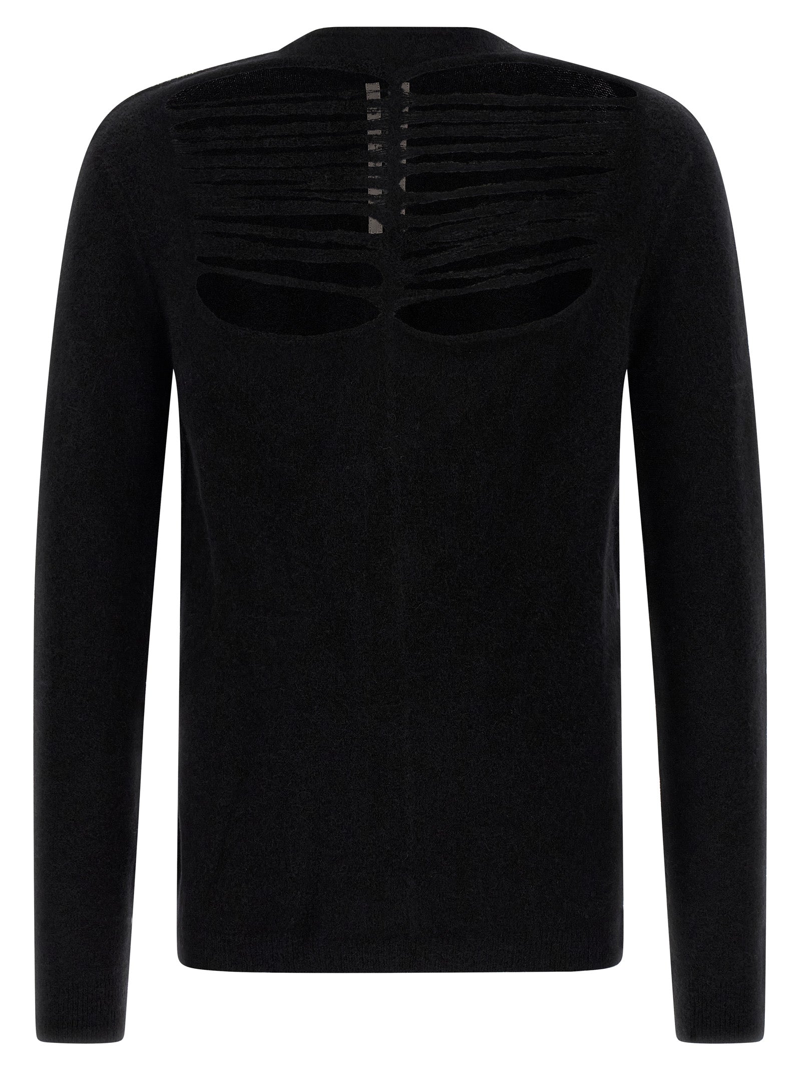 Cut-Out Wool Sweater — Black