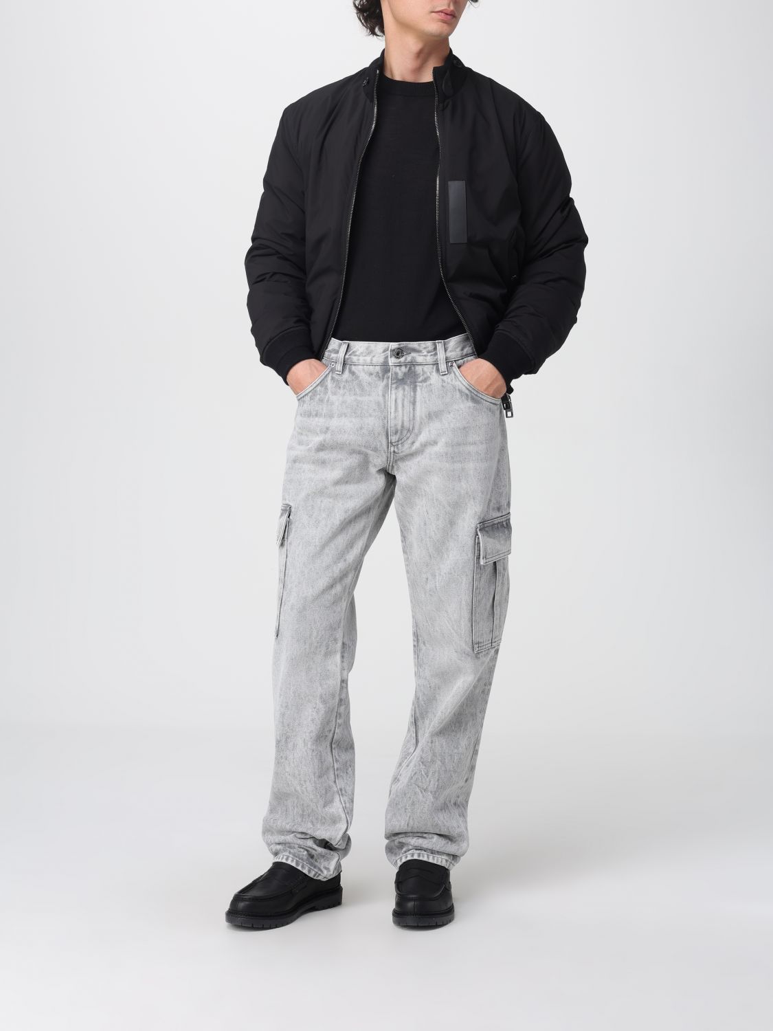 Logo-plaque cargo jeans - Grey