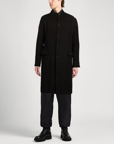 Man Coat Black Size 40 Virgin Wool, Cotton, Metal fiber