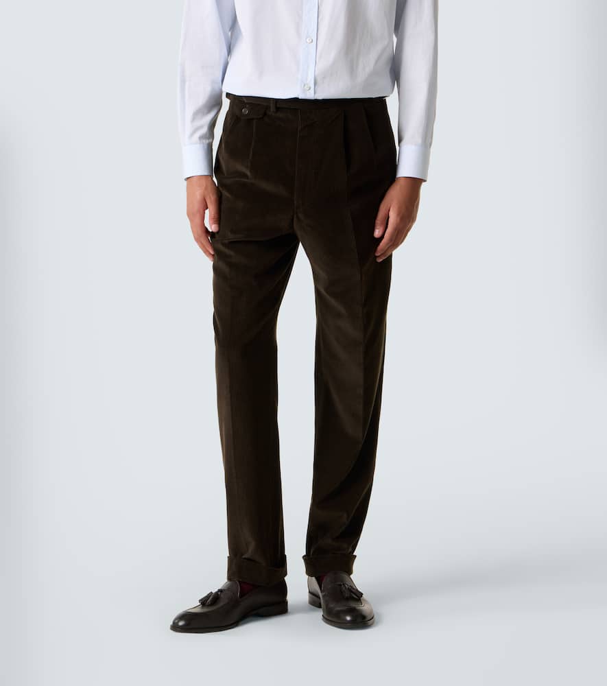 Cotton and cashmere corduroy straight pants