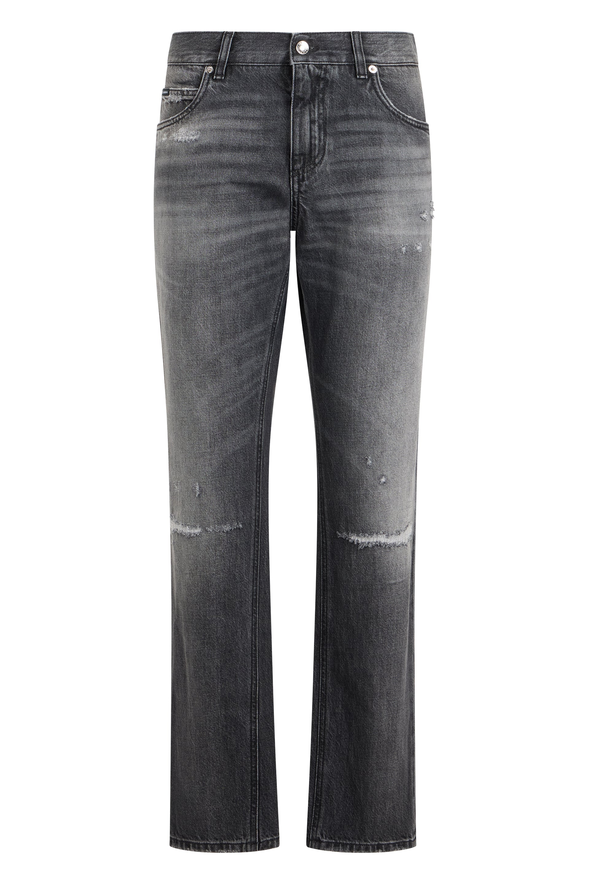 Straight Cut Faded Denim Jeans for Men