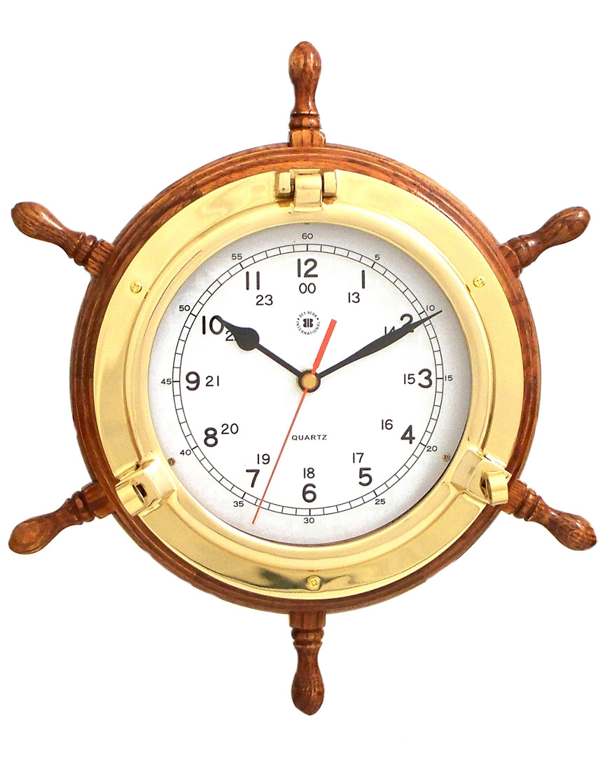Lacquered Brass Porthole Quartz Clock