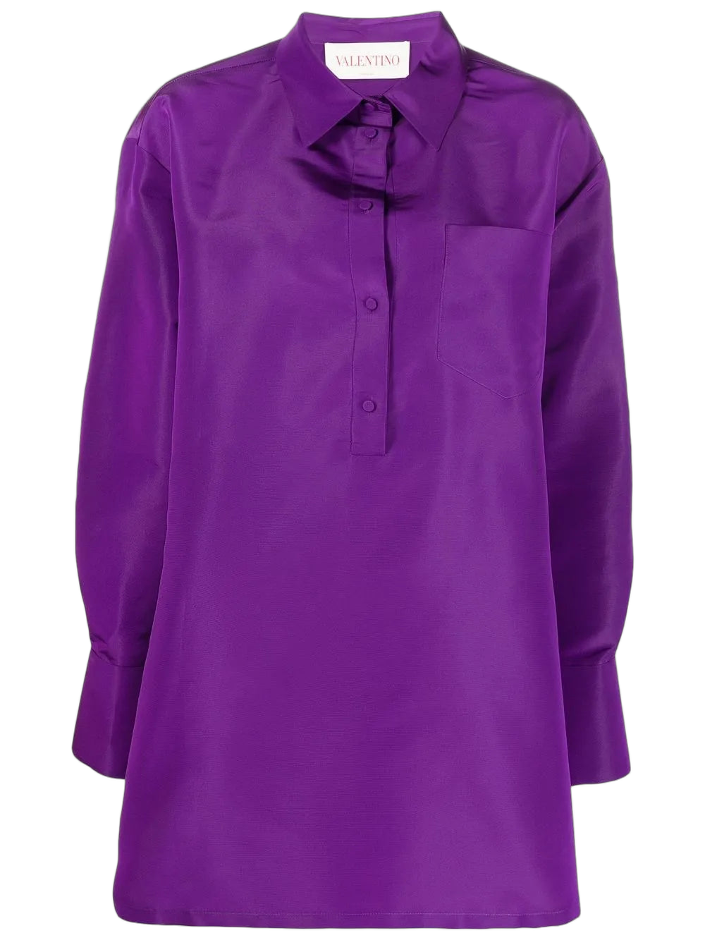 Silk Button-Up Blouse — Purple